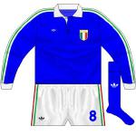 ITALY: Essentially identical to France apart from the crest and the use of a green in the adidas stripes, creating the same 'flag' effect as France.