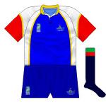 NAMIBIA: With no manufactuer's logo, it's impossible to know who produced this, not a bad strip but jsut a tad unbalanced colour-wise, not least because of green's involvement being limited to the socks.