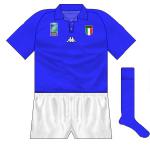 ITALY: Back in Kappa, who provided a plain strip, similar to 1995 but with a larger collar.