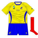 ROMANIA: Back in the traditional yellow, Romania were given a fairly attractive design by Irish company O'Neills though the squared-off collar style would have raised an eyebrow.