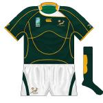 SOUTH AFRICA: Dare we say it, but white looked almost out of place on a Springboks jersey. Otherwise, the colours followed the pattern of the other Canterbury sides, including the odd shape on the socks.