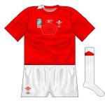 WALES: Many football sides had asymmetrical panels around this time and Reebok did something similar wit the Wales shirt. Apart from that, the pentagonal grip tape was the only adornment to the shirt though the white socks were something different.