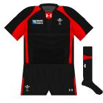 WALES (alt): Black made it five different colours for Wales at the World Cup after red, green, white and grey. There was no actual need for it but the team played in this - the same design as the red kit - against Namibia.