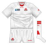 GEORGIA (alt): A reversal of the red strip, as worn against Romania.