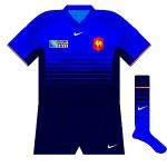 FRANCE: Nike tried to channel the 1999 and 2007 wins over New Zealand by making the kit a hybrid of the colours used in those victories. While, from a distance, it looks like a gradient, the fade effect was achieved by using stripes of varying height.